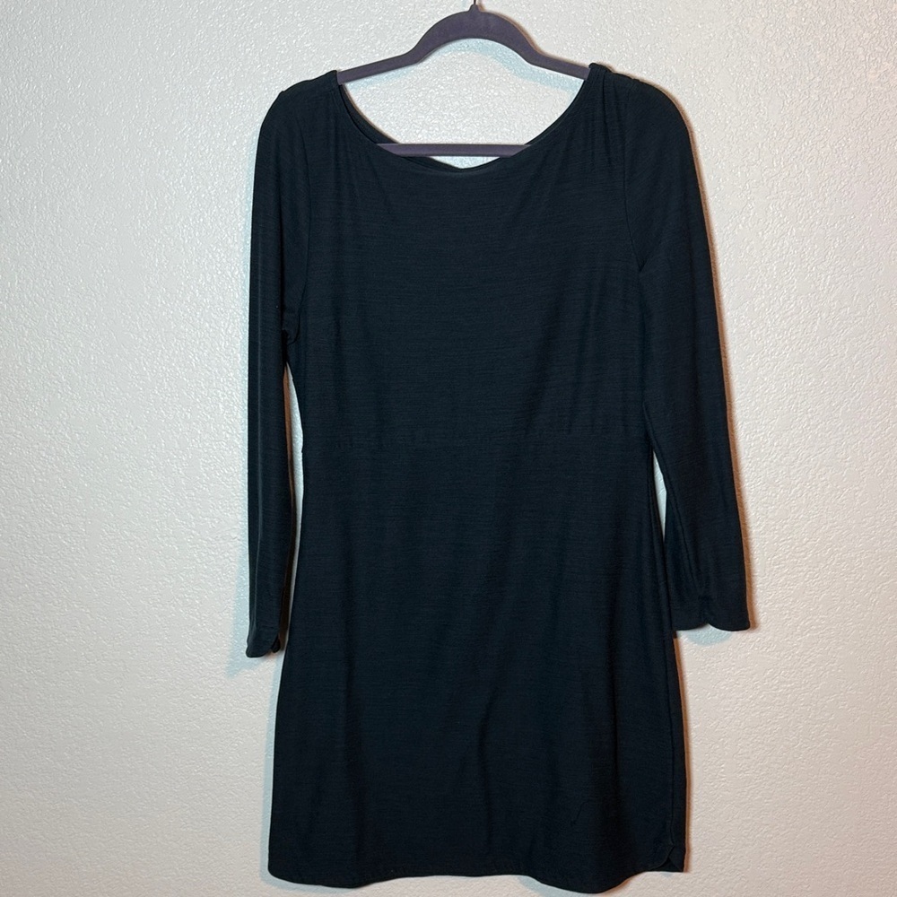 Toad&Co Blue Intermosso Crossover Key Hole Back Long Sleeve Dress Size Large
